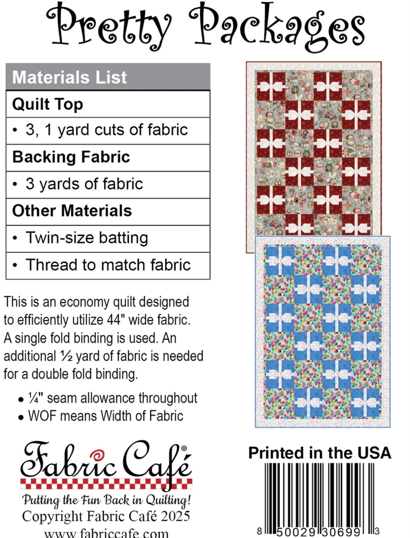 Fabric Cafe Pretty Packages Quilt Pattern