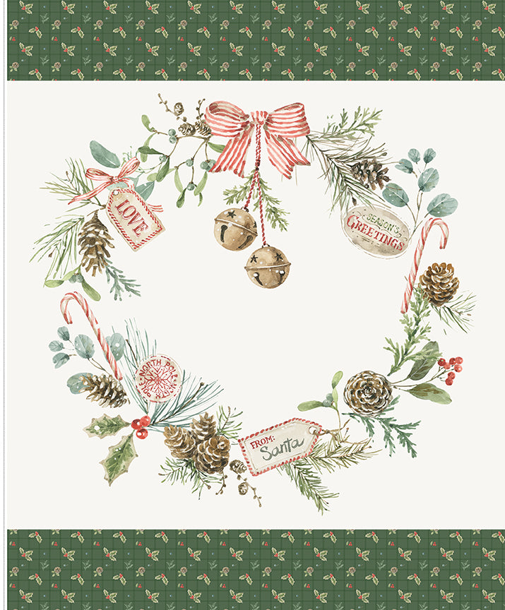 Holiday Spirit Season Greetings Wreath Panel